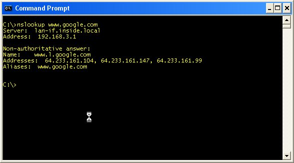 Doing an nslookup from the command line